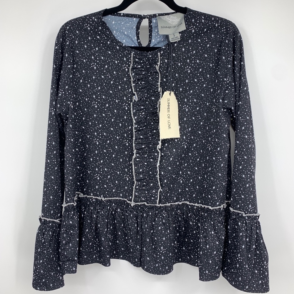 Summer of Love women small blouse peplum stars